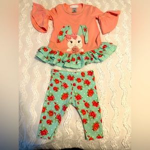 Bonnie Baby Girls Toddler Easter Outfit - 18 M - Pink and Green